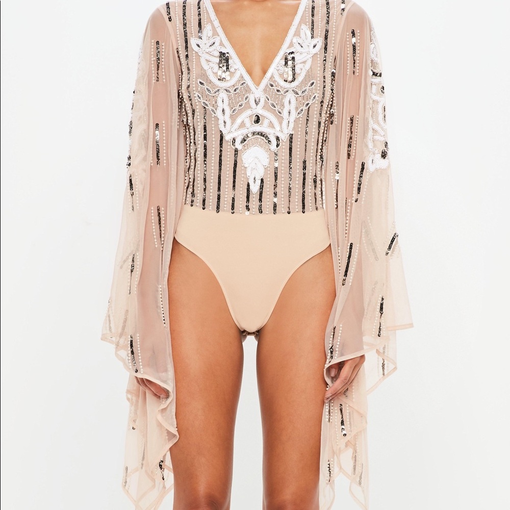 Missguided peace and love embellished bodysuit